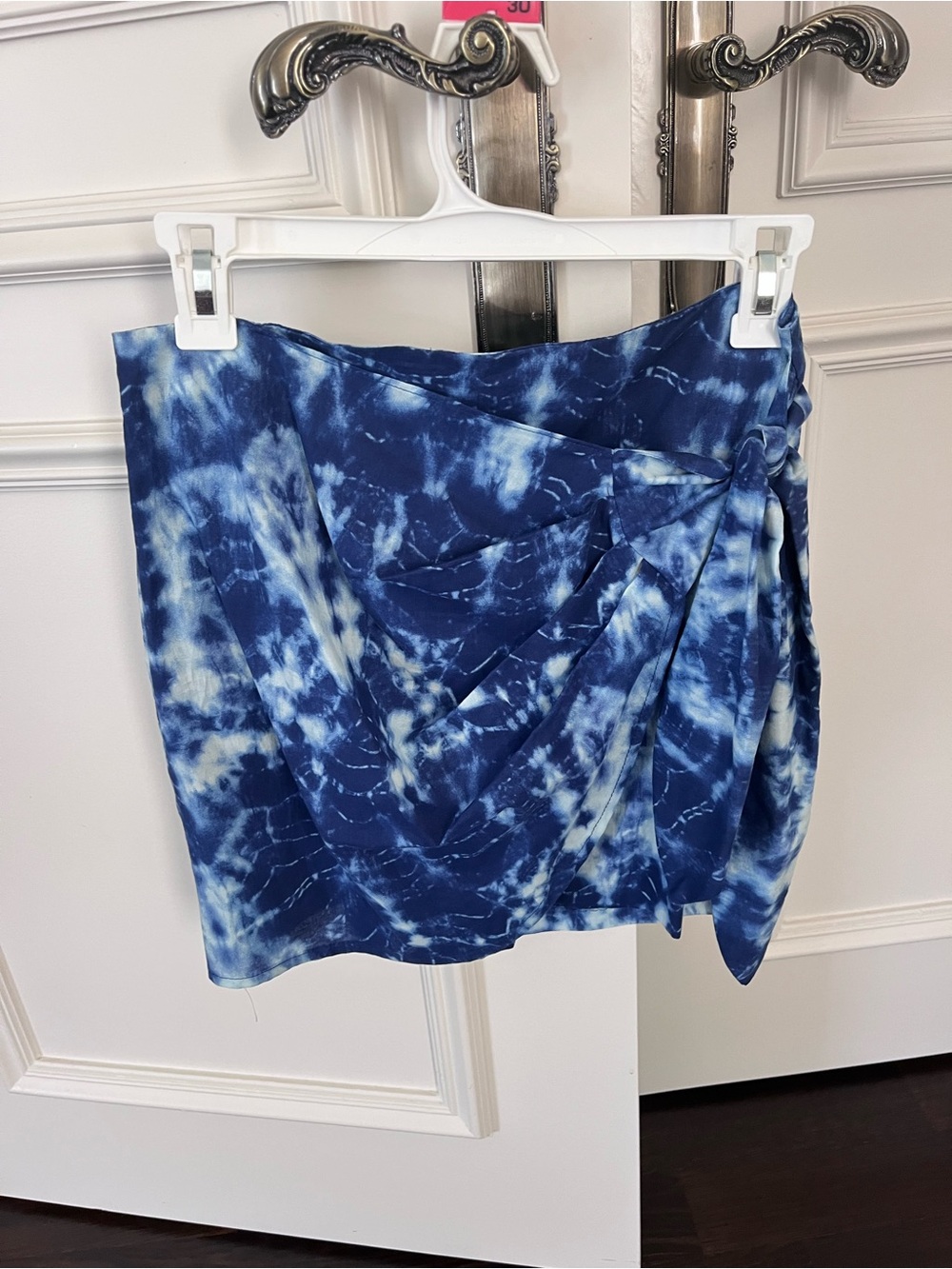 Zara Navy and White Tie-Dye Skirt